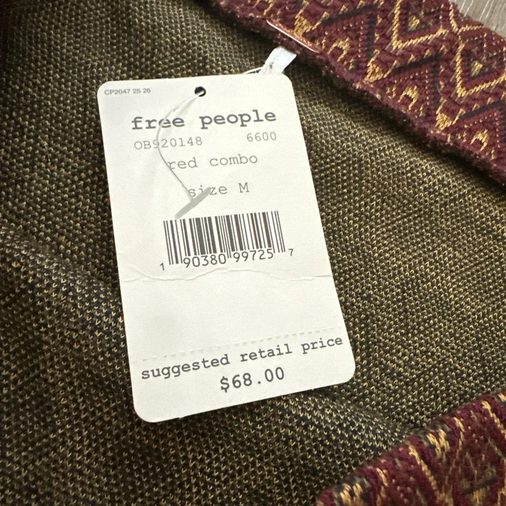 Free People Maroon & Gold When In Rome Mini Skirt - Size Medium NEW